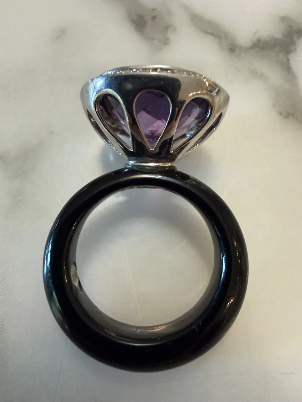 CXD silver and amethyst ring, size 7